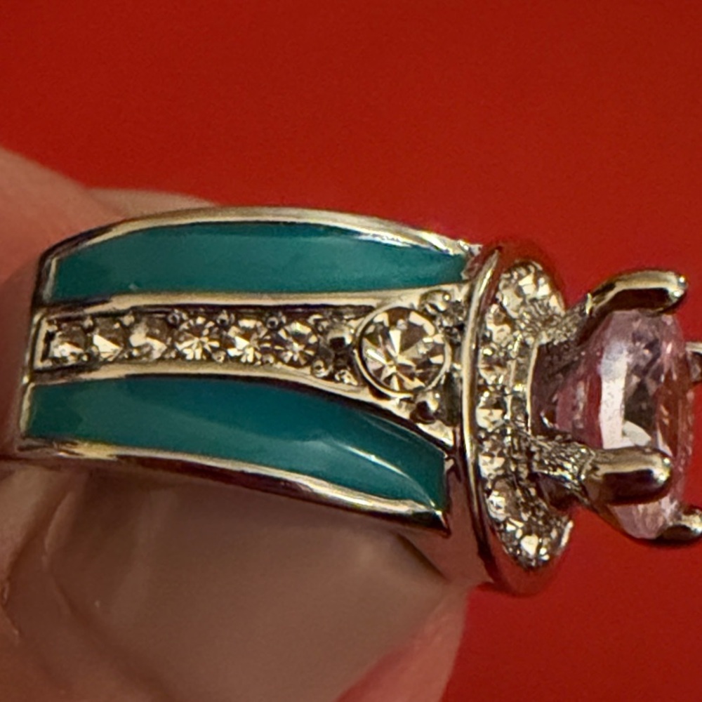 NWOT Stunning Silver and Turquoise Fashion Ring - Picture 4 of 7